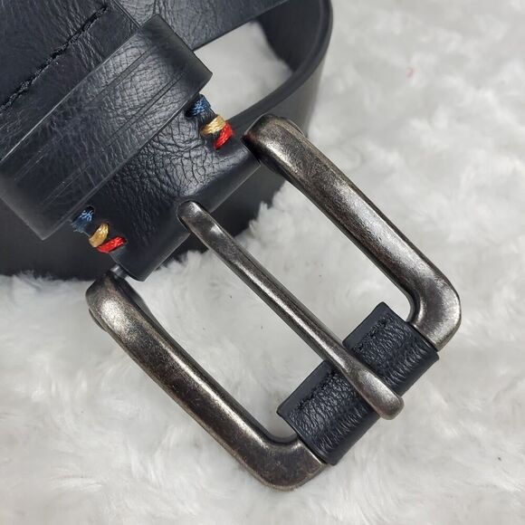 TOUGERJOY Leather Embroidered Belt Black Size 41 - Picture 5 of 9